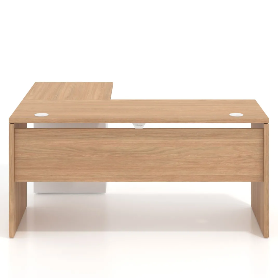 Mesa de Escritorio con cajones en L Work Plus, ala corta, fondo 60, frontales de metal diseño monocolor