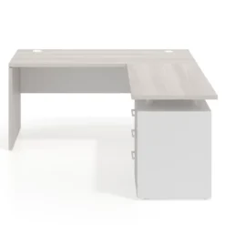 Mesa de Escritorio con cajones en L Work Plus fondo 60, frontales melamina estructura california