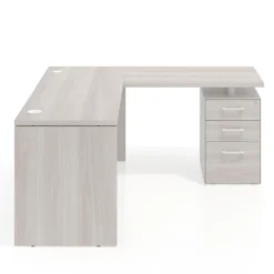 Mesa de Escritorio con cajones en L Work Plus fondo 60, frontales melamina estructura california