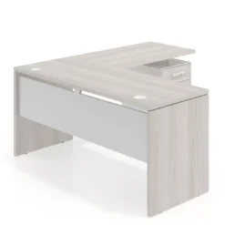 Mesa de Escritorio con cajones en L Work Plus fondo 60, frontales melamina estructura california