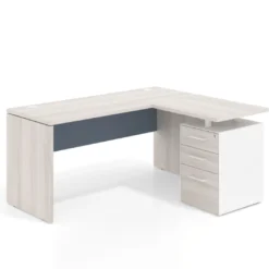 Mesa de Escritorio con cajones en L Work Plus, ala corta, fondo 60, frontales melamina estructura california