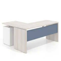 Mesa de Escritorio con cajones en L Work Plus, ala corta, fondo 60, frontales melamina estructura california
