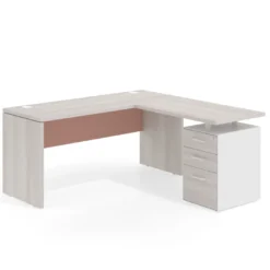 Mesa de Escritorio con cajones en L Work Plus fondo 60, frontales melamina estructura california