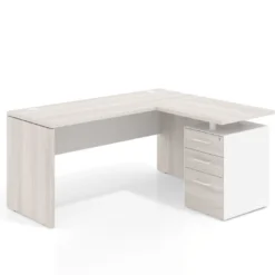 Mesa de Escritorio con cajones en L Work Plus, ala corta, fondo 60, frontales melamina estructura california