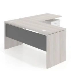 Mesa de Escritorio con cajones en L Work Plus fondo 60, frontales de metal estructura california