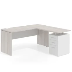 Mesa de Escritorio con cajones en L Work Plus fondo 60, frontales melamina diseño bicolor
