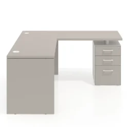 Mesa de Escritorio con cajones en L Work Plus fondo 60, frontales melamina diseño bicolor
