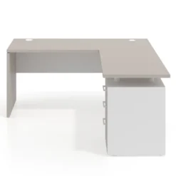 Mesa de Escritorio con cajones en L Work Plus fondo 60, frontales de metal estructura california