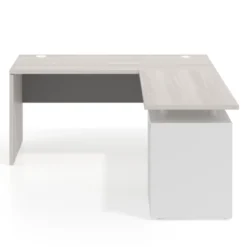 Mesa de Escritorio con cajones en L Work Plus fondo 60, frontales de metal estructura california