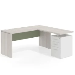 Mesa de Escritorio con cajones en L Work Plus fondo 60, frontales melamina diseño bicolor