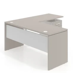 Mesa de Escritorio con cajones en L Work Plus fondo 60, frontales melamina diseño bicolor