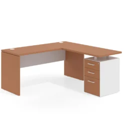 Mesa de Escritorio con cajones en L Work Plus fondo 60, frontales melamina diseño bicolor