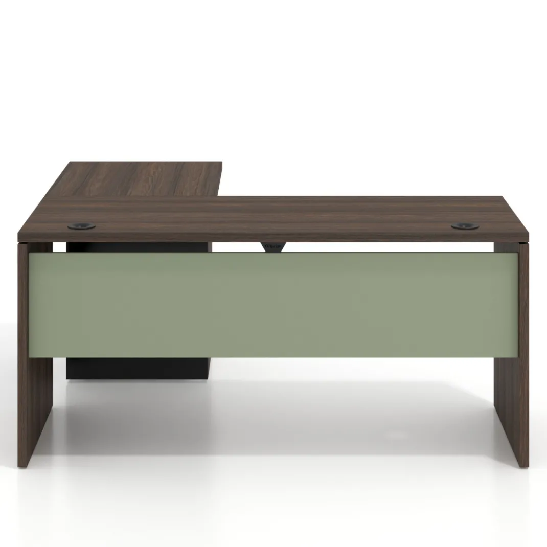 Mesa de Escritorio con cajones en L Work Plus fondo 60, frontales de metal estructura california