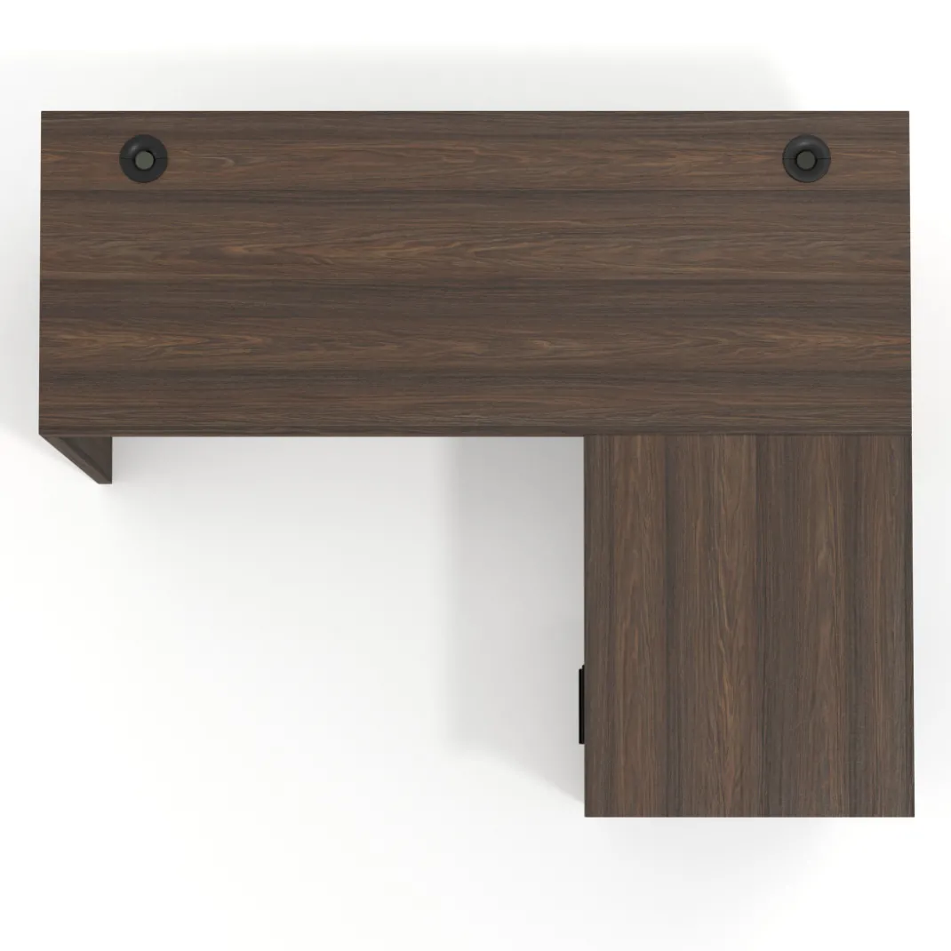 Mesa de Escritorio con cajones en L Work Plus fondo 60, frontales de metal estructura california