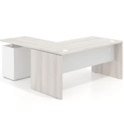 Mesa de escritorio con cajones Work fondo 80, frontales metal, estructura bicolor