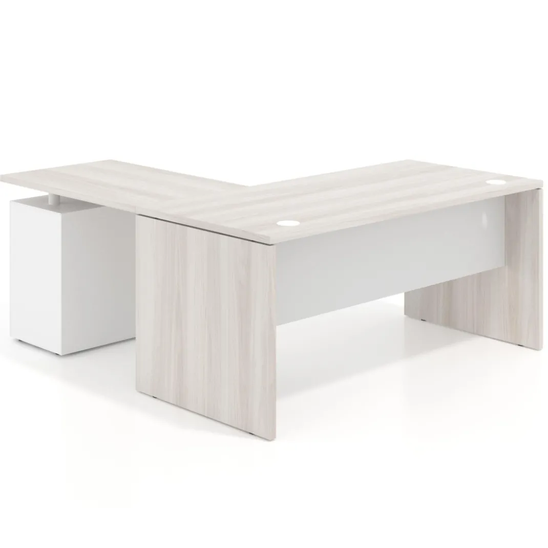 Mesa de escritorio con cajones Work fondo 80, frontales metal, estructura bicolor