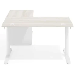 Mesa de Escritorio con cajones, fondo 68cm, estructura blanca, ala corta, pedestal melamina
