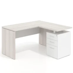 Mesa de escritorio con cajones Work fondo 60, frontales metal, estructura bicolor