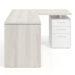 Mesa de escritorio con cajones Work fondo 60, frontales metal, estructura bicolor
