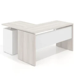 Mesa de escritorio con cajones Work fondo 60, frontales metal, estructura bicolor