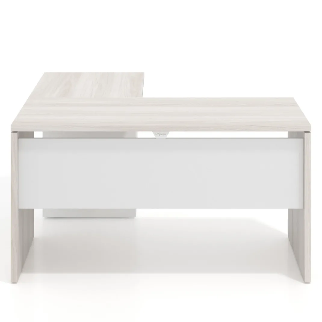 Mesa de escritorio con cajones Work fondo 60, frontales metal, estructura bicolor