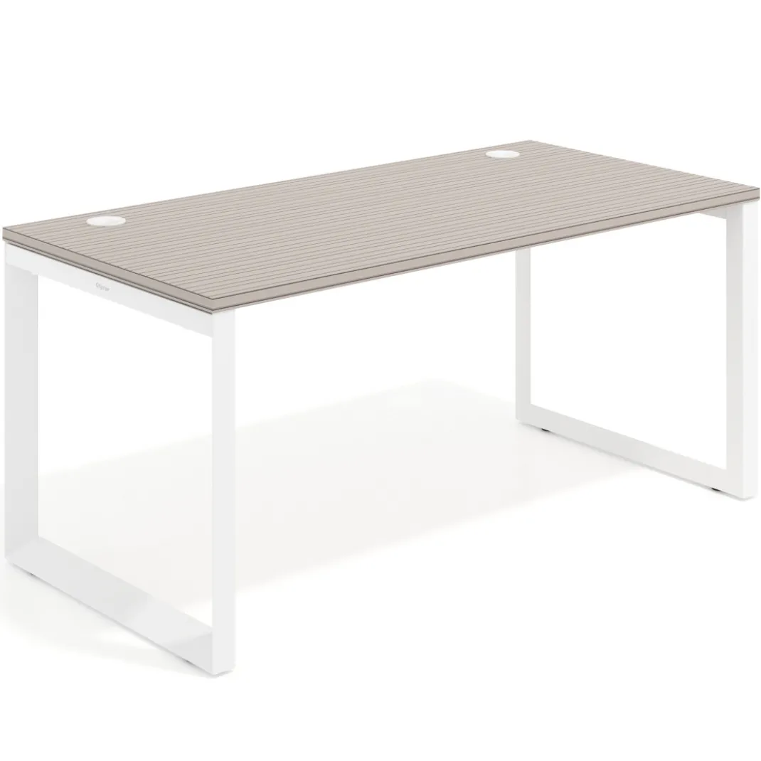 Mesa de escritorio Delta, fondo 80cm, estructura blanca