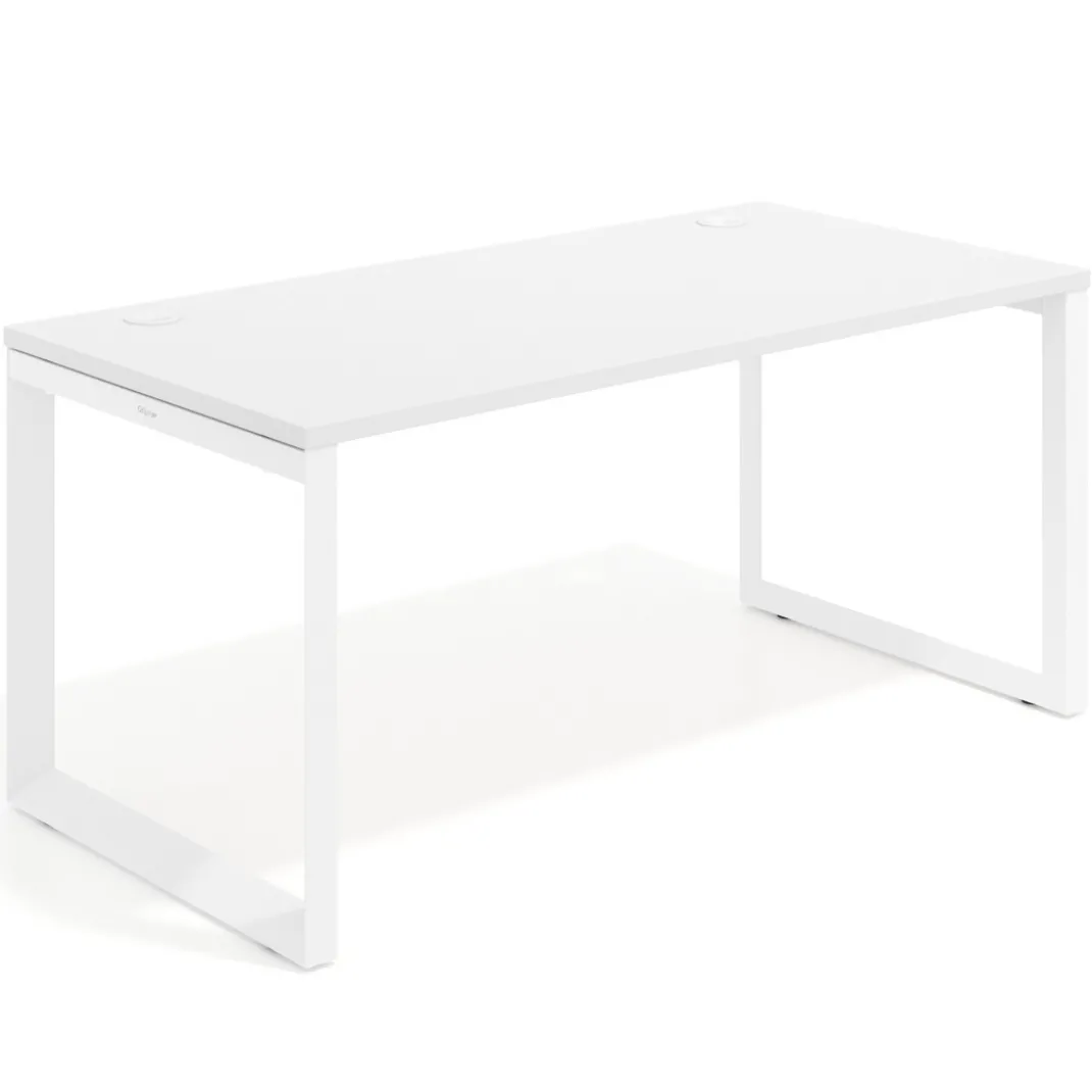 Mesa de escritorio Delta, fondo 80cm, estructura blanca