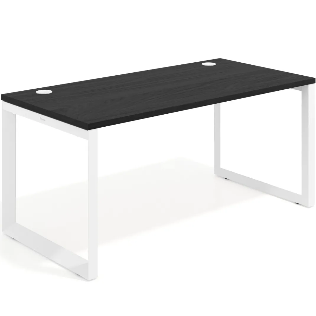 Mesa de escritorio Delta, fondo 80cm, estructura blanca