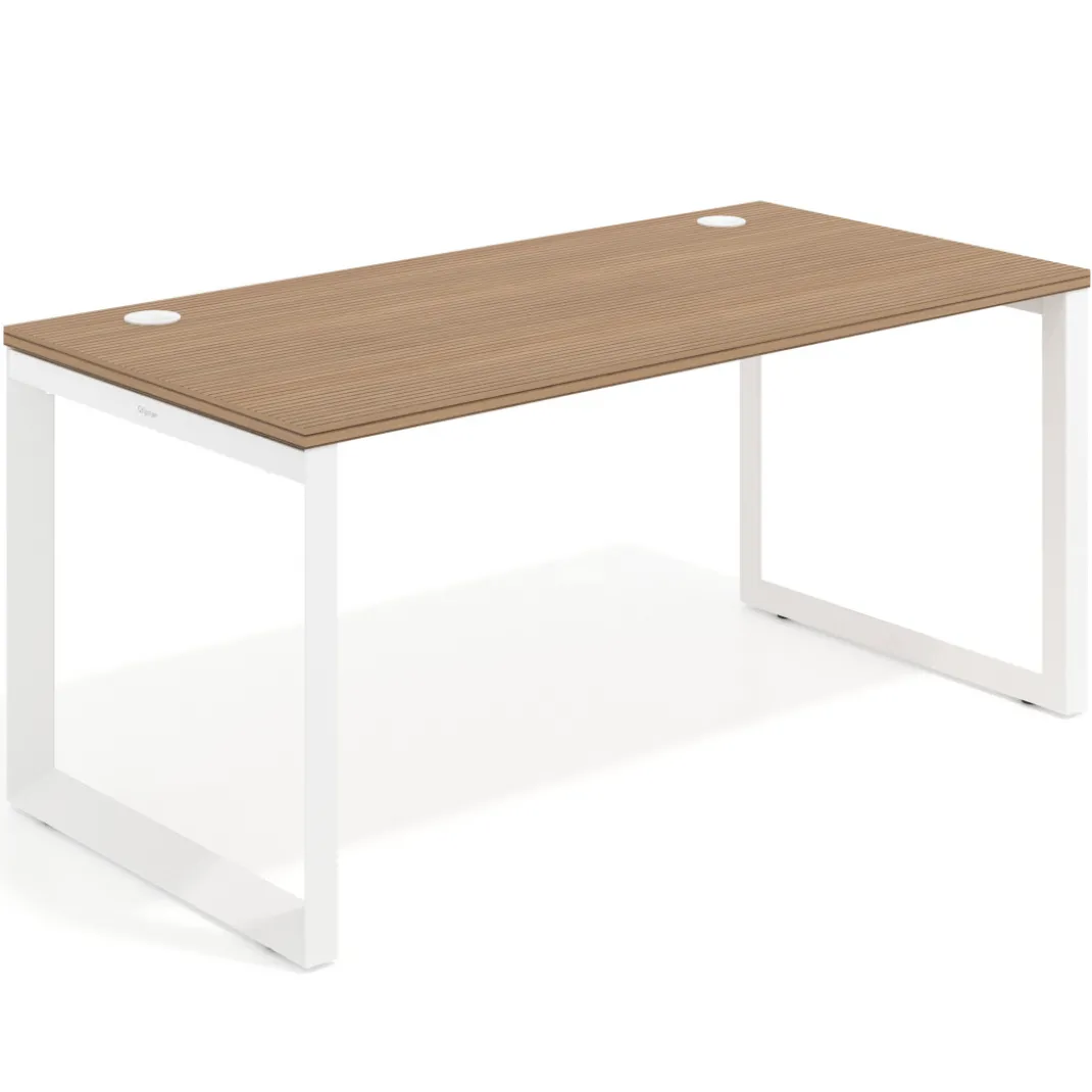 Mesa de escritorio Delta, fondo 80cm, estructura blanca
