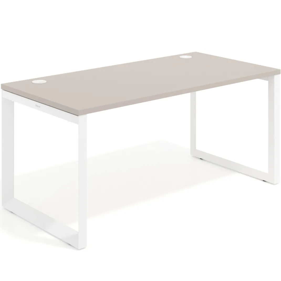 Mesa de escritorio Delta, fondo 80cm, estructura blanca