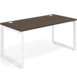Mesa de escritorio Delta, fondo 80cm, estructura blanca