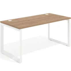 Mesa de escritorio Delta, fondo 80cm, estructura blanca