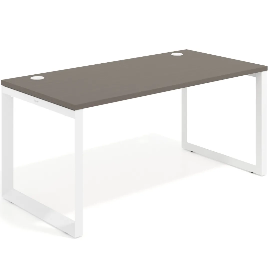 Mesa de escritorio Delta, fondo 80cm, estructura blanca