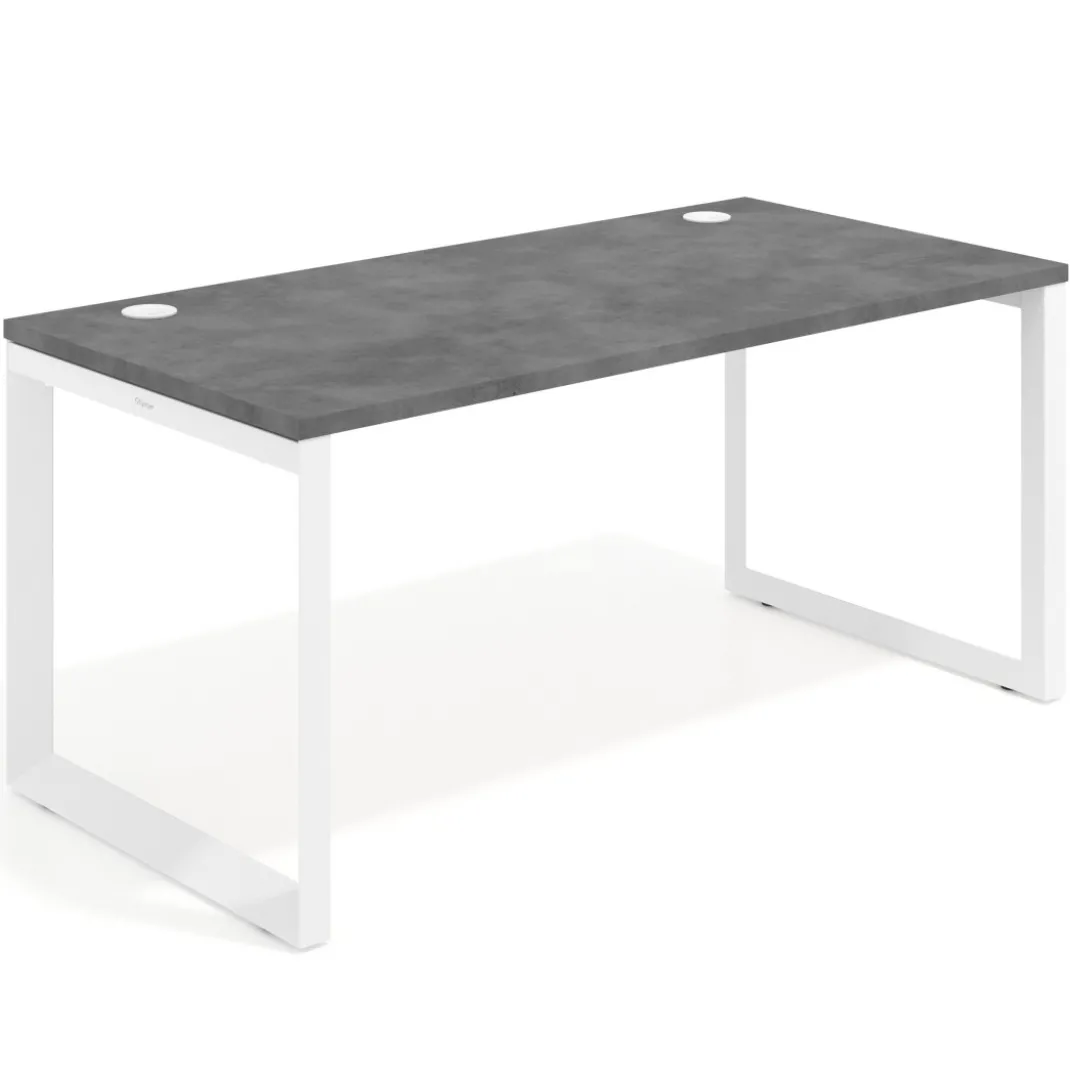 Mesa de escritorio Delta, fondo 80cm, estructura blanca