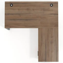 Mesa de escritorio en L con cajones UvePro, estructura negra, ala pedestal melamina