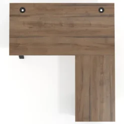 Mesa de escritorio en L con cajones Delta, estructura blanca, ala pedestal metal