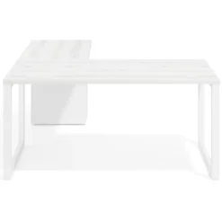 Mesa de escritorio en L con cajones UvePro, estructura negra, ala pedestal metal