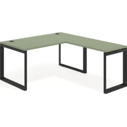 Mesa de escritorio en L Delta, fondo 80cm, estructura negra