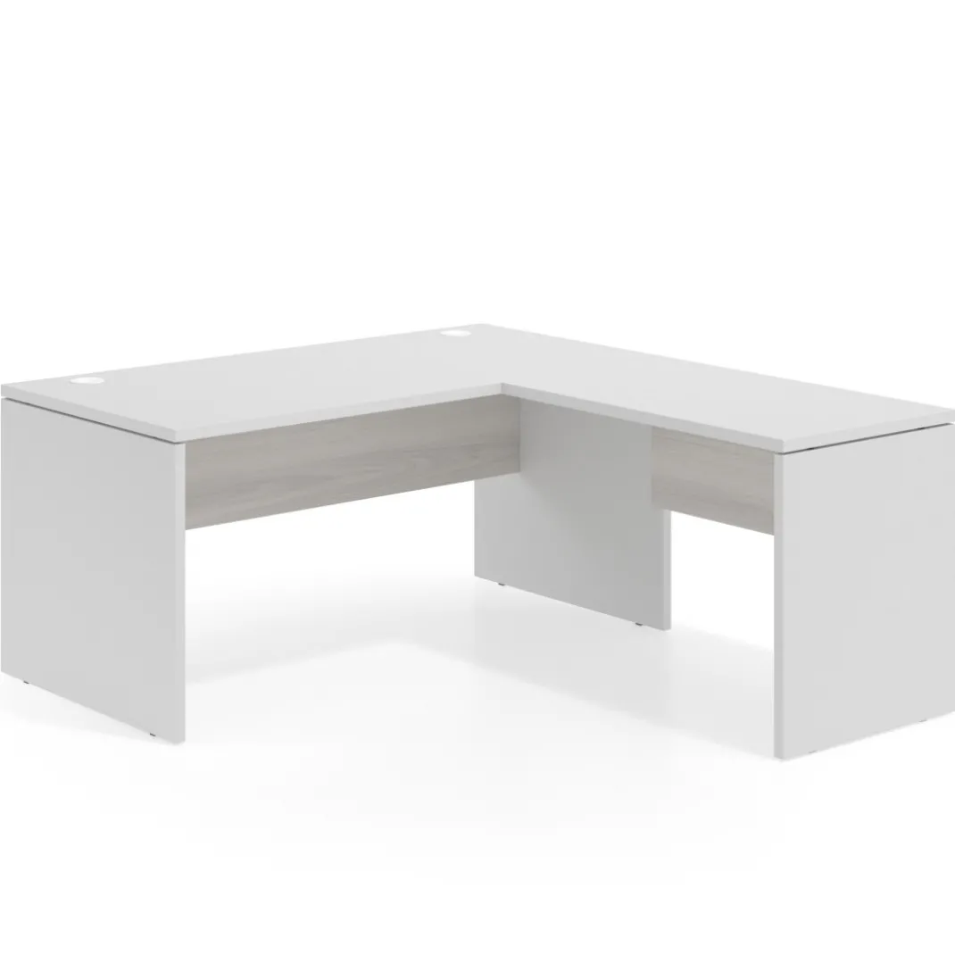 Mesa de escritorio en L Work fondo 80 estructura bicolor