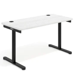 Mesa de Escritorio pata en T, fondo 68cm, estructura negra, sobre ergonómico
