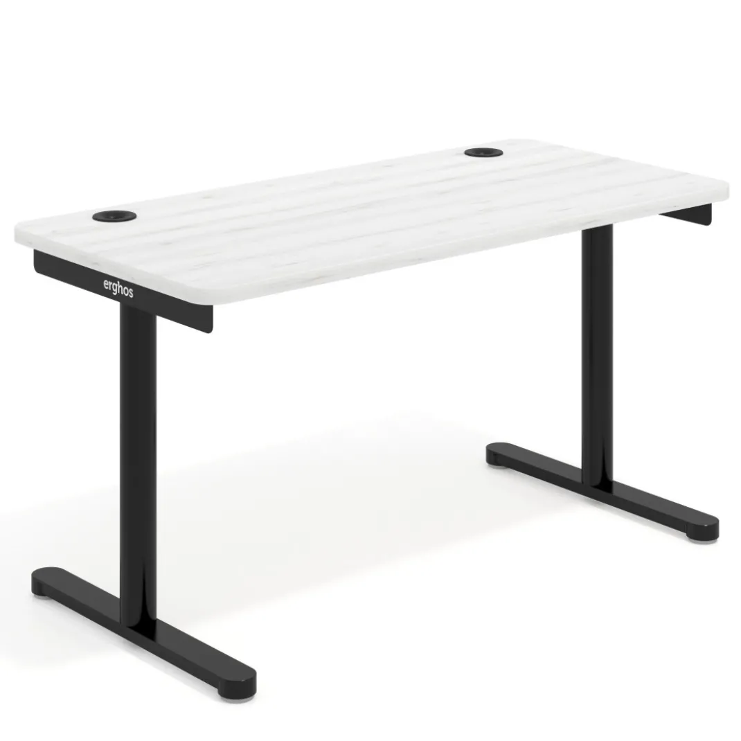 Mesa de Escritorio pata en T, fondo 68cm, estructura negra, sobre ergonómico