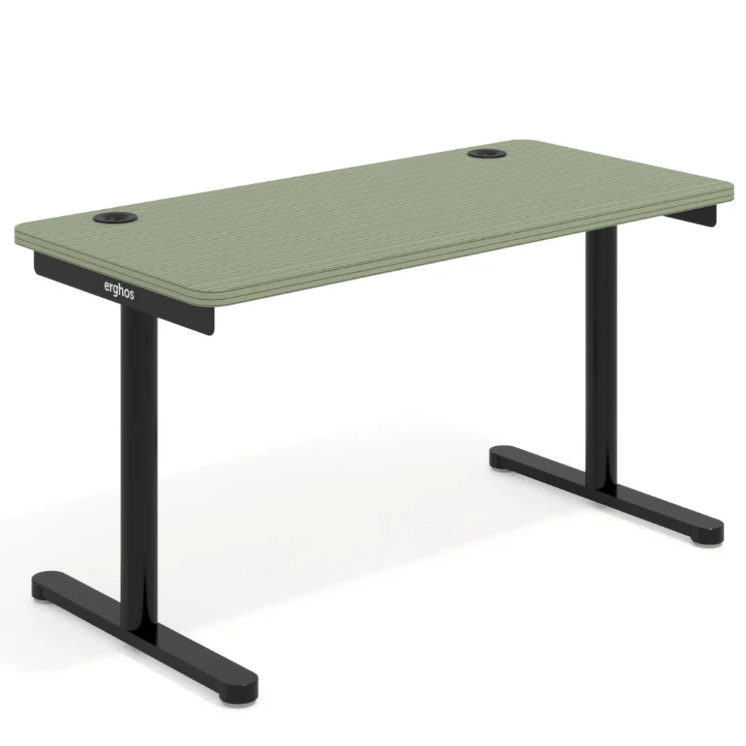 Mesa de Escritorio pata en T, fondo 68cm, estructura negra, sobre ergonómico