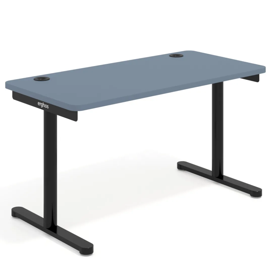 Mesa de Escritorio pata en T, fondo 68cm, estructura negra, sobre ergonómico