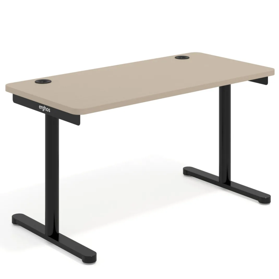Mesa de Escritorio pata en T, fondo 68cm, estructura negra, sobre ergonómico