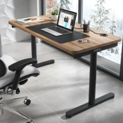 Mesa de Escritorio pata en T, fondo 68cm, estructura negra, sobre ergonómico