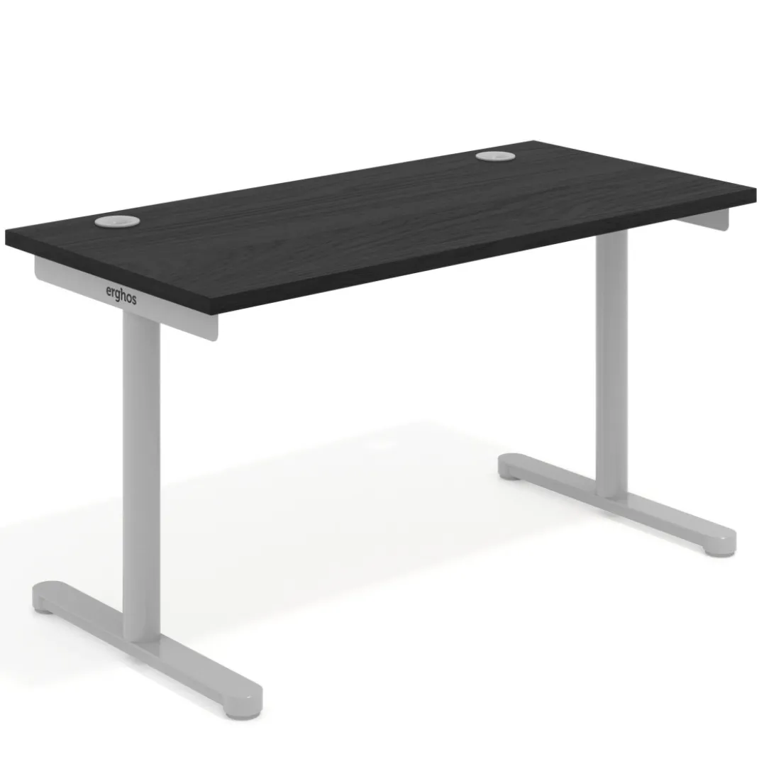 Mesa de Escritorio pata en T, fondo 68cm, estructura aluminio, sobre recto