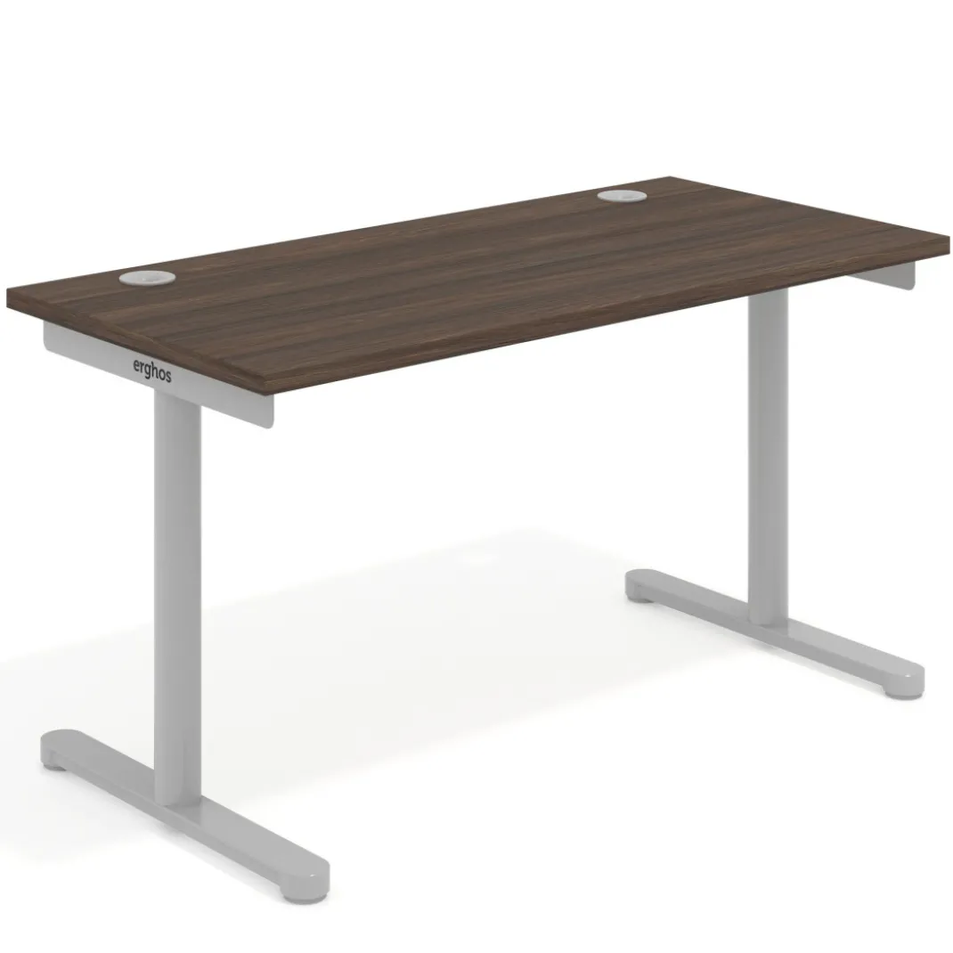 Mesa de Escritorio pata en T, fondo 68cm, estructura aluminio, sobre recto