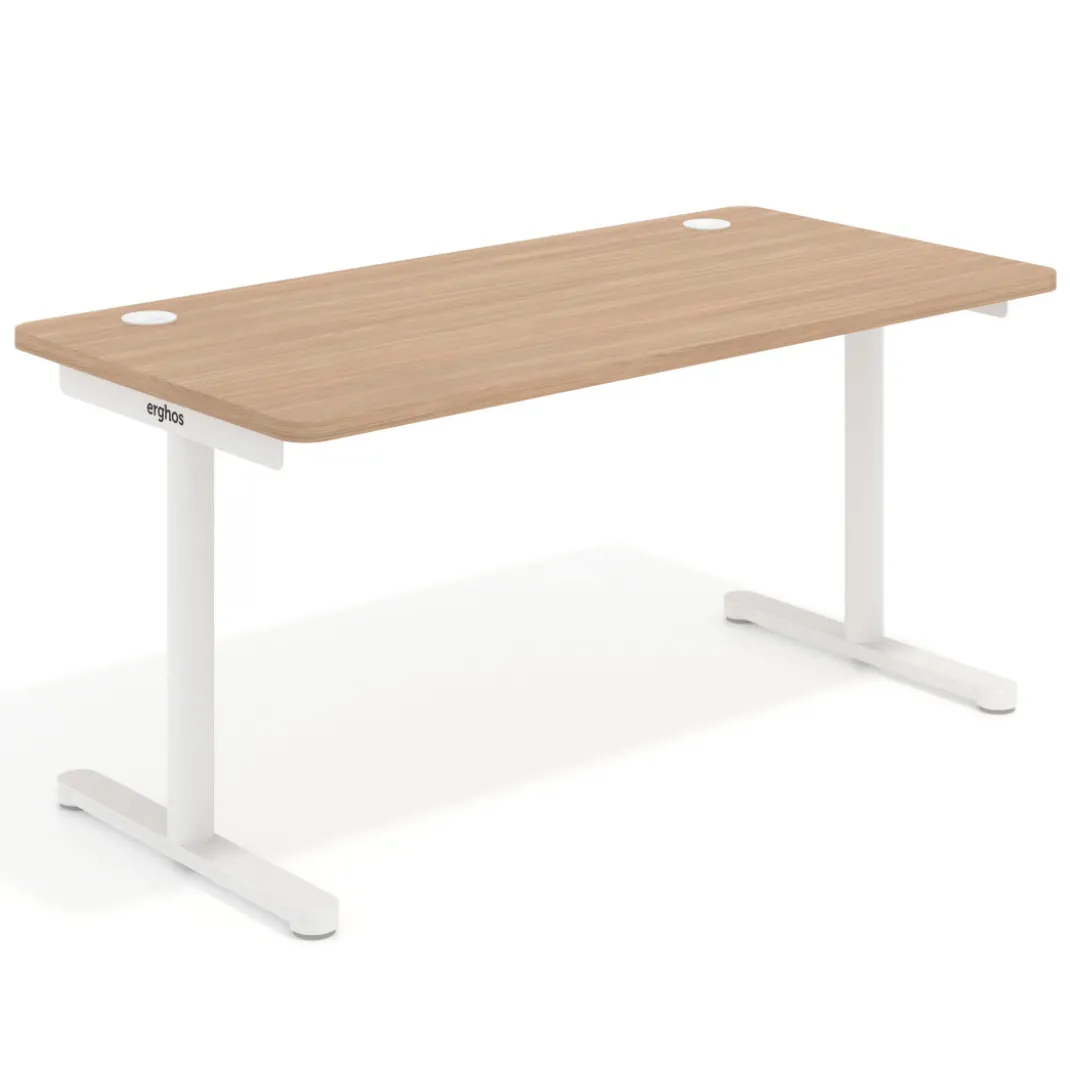 Mesa de Escritorio pata en T, fondo 80cm, estructura blanca, sobre ergonómico
