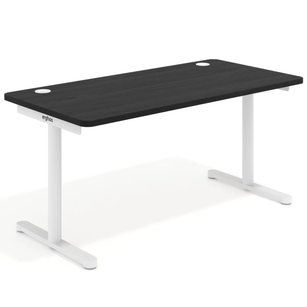 Mesa de Escritorio pata en T, fondo 80cm, estructura blanca, sobre ergonómico