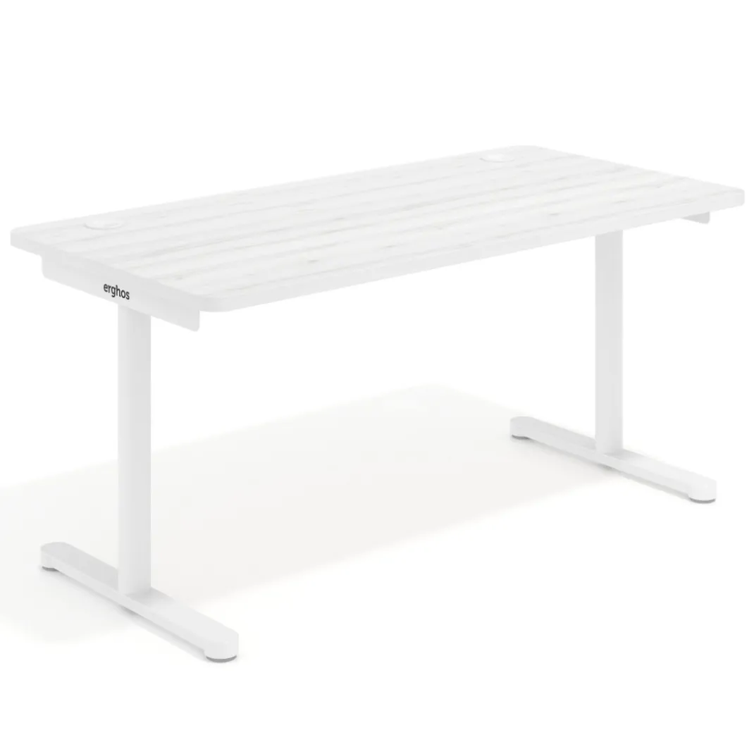 Mesa de Escritorio pata en T, fondo 80cm, estructura blanca, sobre ergonómico